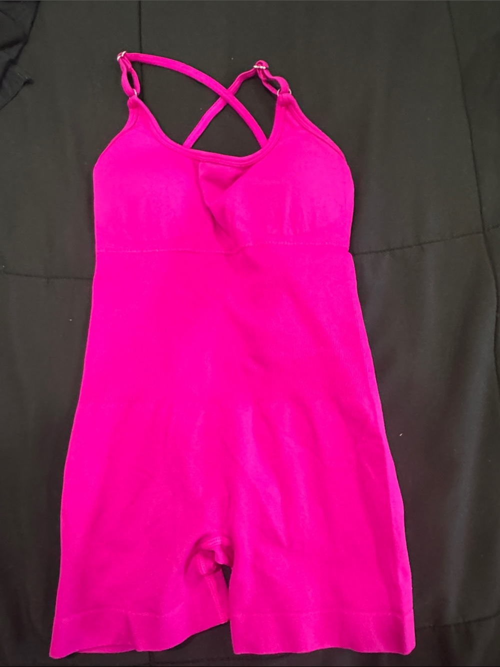 Kids Hot Pink One-Piece Romper - Stretch Crossback